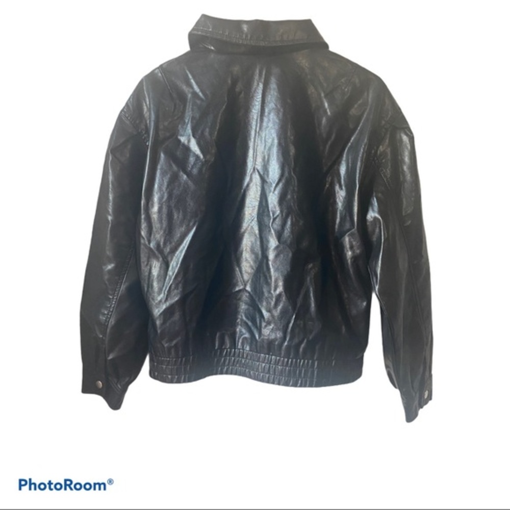 - Women's Faux Leather Bomber Jacket - Wild … - Picture 7 of 16